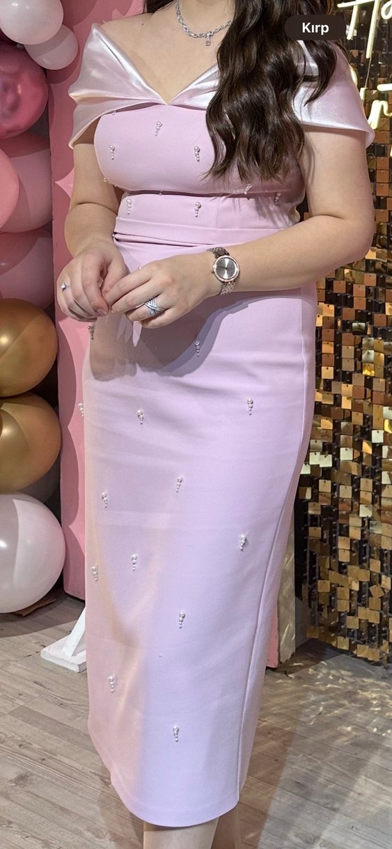 Pudra Renk Drapeli Uzun Abiye Elbise - Görsel 2