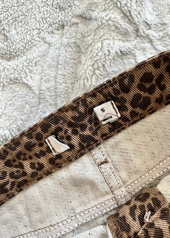 s Beden kahverengi Renk Kahverengi Leopar Desenli Mini Etek