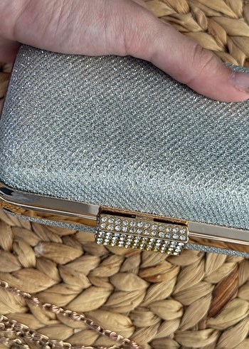 Diğer Gri Örgü Kadın Clutch Çanta