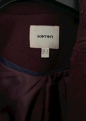 Koton Bordo Düğmeli Uzun Kaban