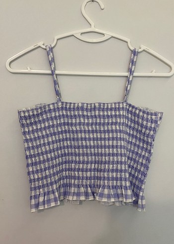 l Beden mor Renk Mor Ekoseli Büzgülü Kadın Crop Top