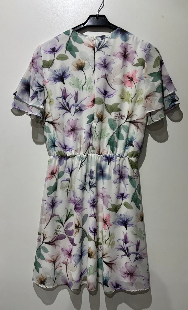 Çiçek Desenli Renkli Uzun Elbise - Görsel 3