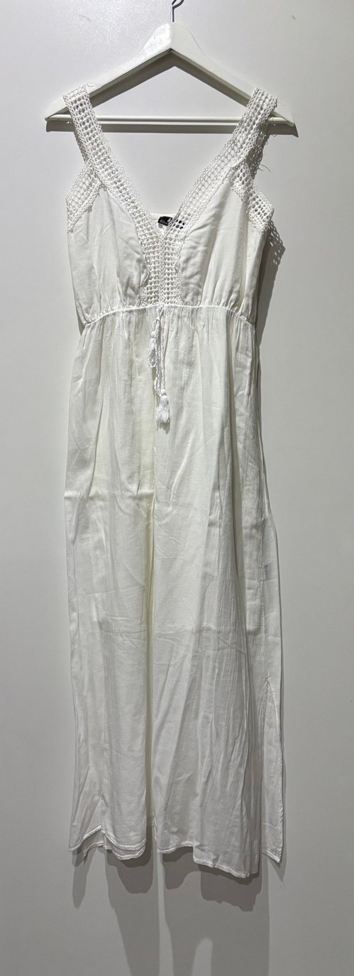 Dantel Detaylı Bohem Uzun Keten Elbise - Görsel 2