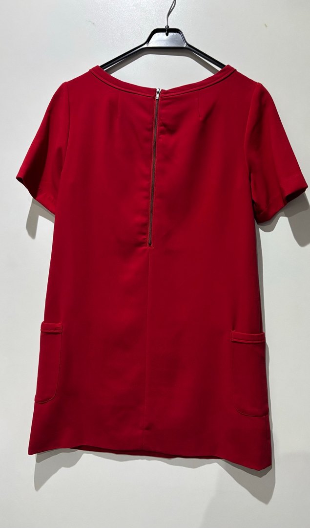 Kısa Kollu Kırmızı Midi Triko Elbise - Görsel 2