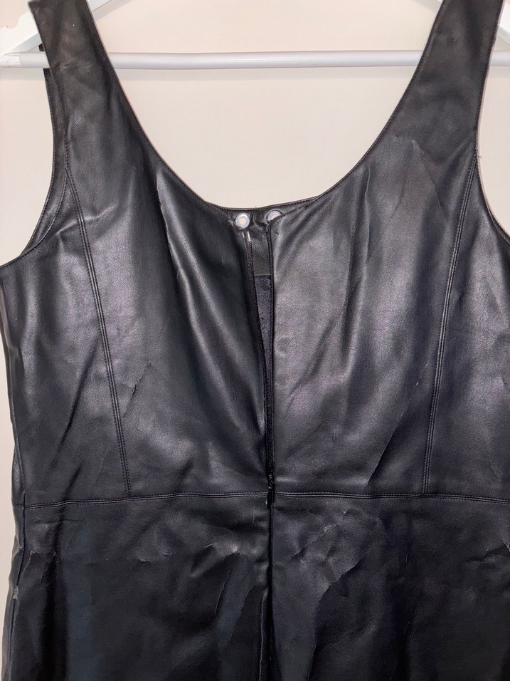 Siyah Deri Mini Goth Elbise - Görsel 4