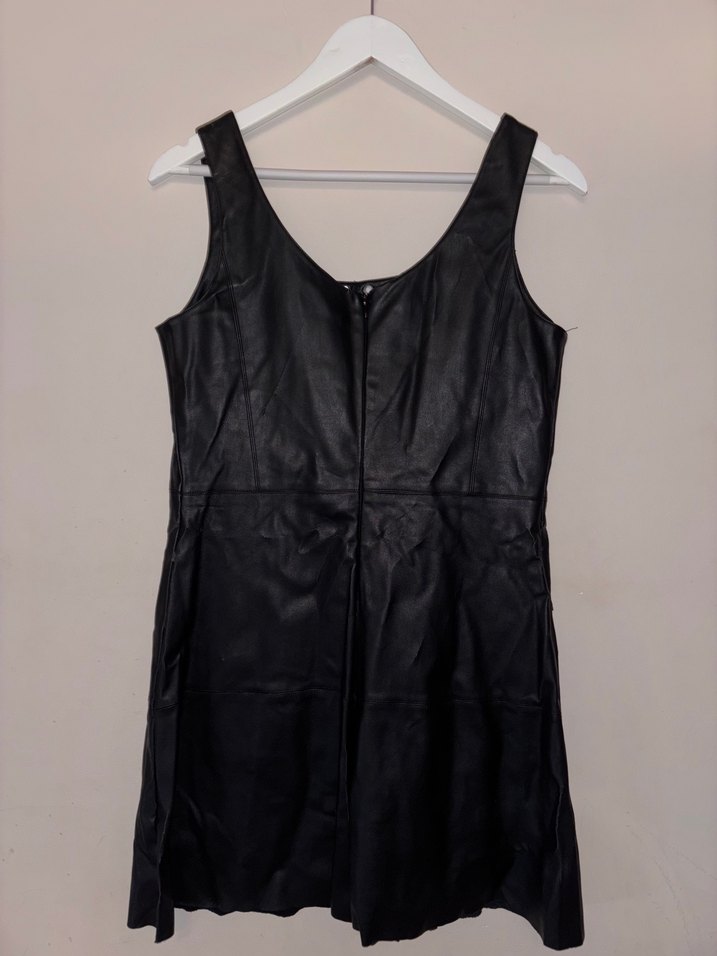 Siyah Deri Mini Goth Elbise - Görsel 2