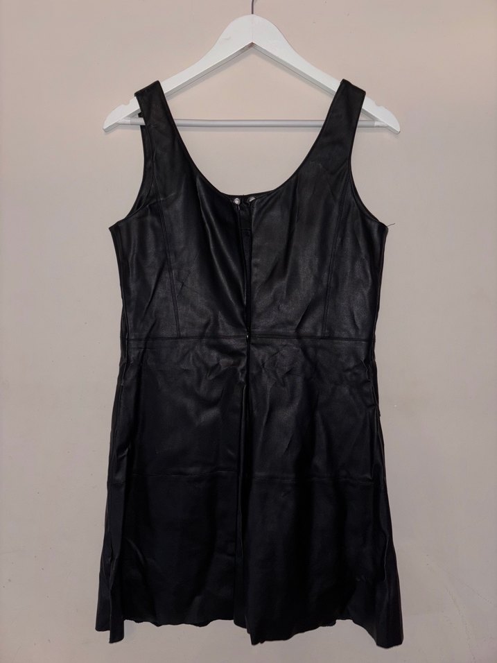 Siyah Deri Mini Goth Elbise - Görsel 3