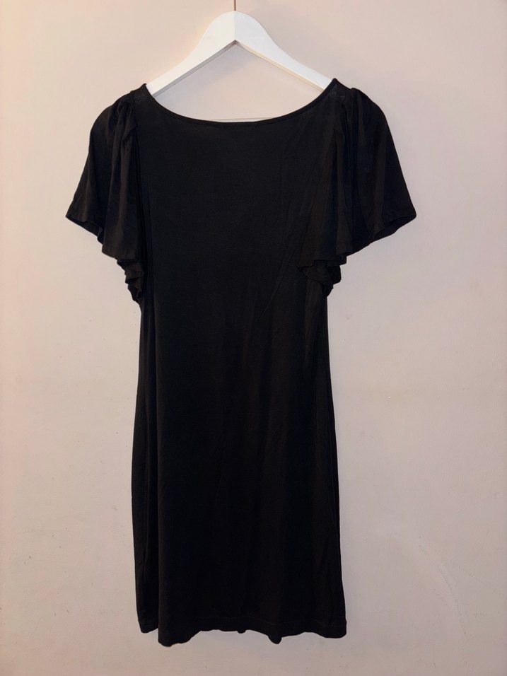 Siyah Midi Kadın Elbise, Kısa Kollu, Salaş - Görsel 2