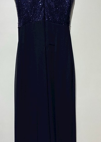 Lacivert V Yaka Uzun Abiye Elbise - Görsel 3