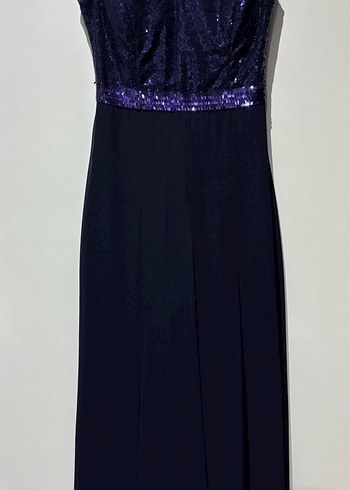 Lacivert V Yaka Uzun Abiye Elbise - Görsel 2