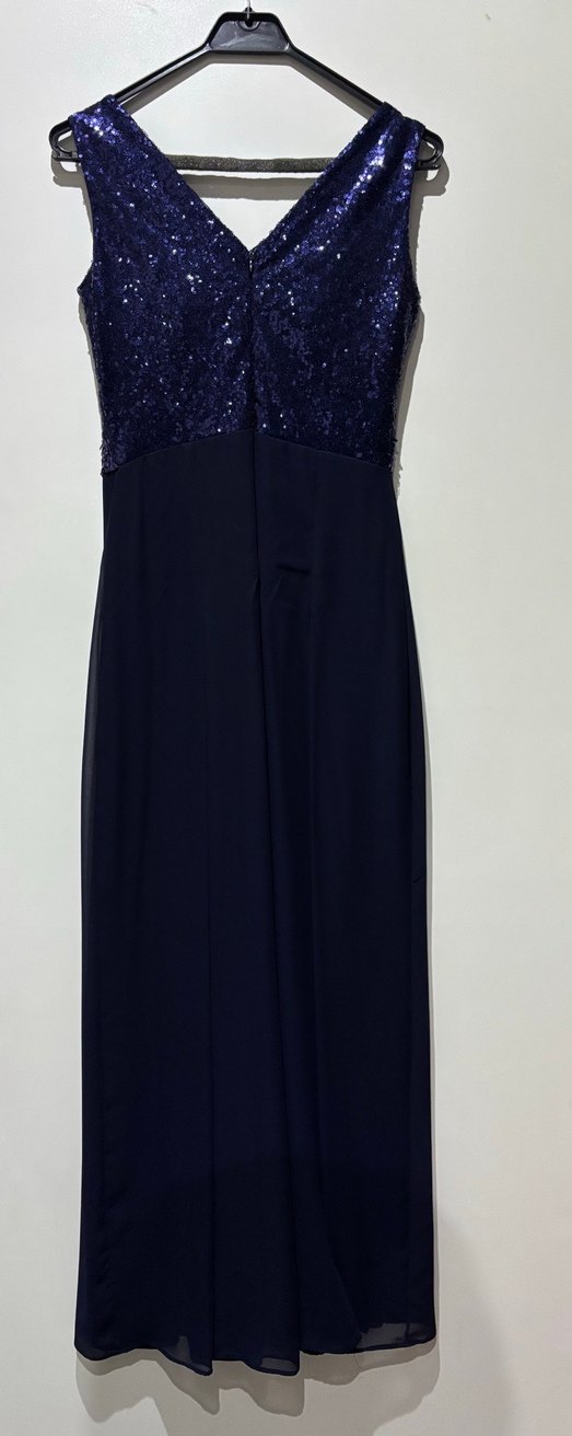 Lacivert V Yaka Uzun Abiye Elbise - Görsel 3