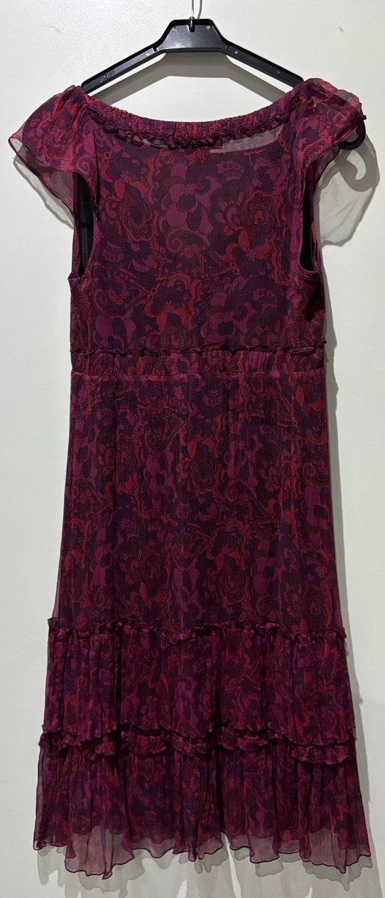 Kolsuz Bordo Midi Bohem Elbise - Görsel 3