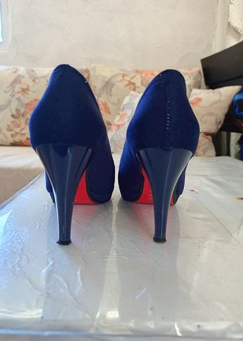 36 Beden Lacivert Süet Platform Topuklu Kadın Stiletto