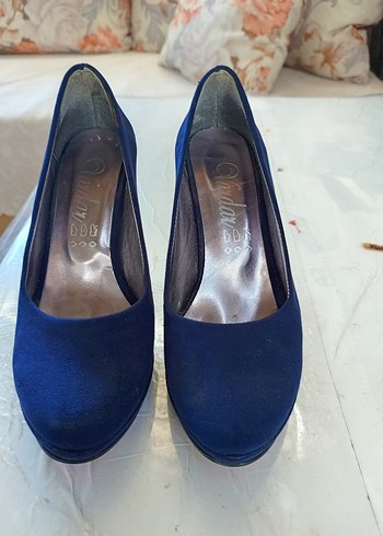 Lacivert Süet Platform Topuklu Kadın Stiletto