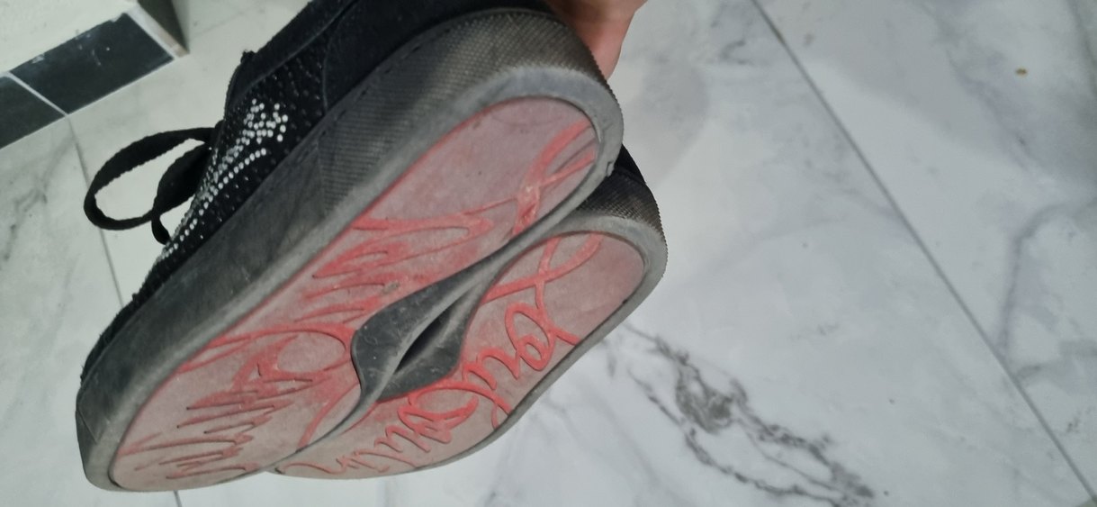 İthal Replika Siyah Süet İşlemeli ve Payetli Erkek Spor Ayakkabı - Görsel 5