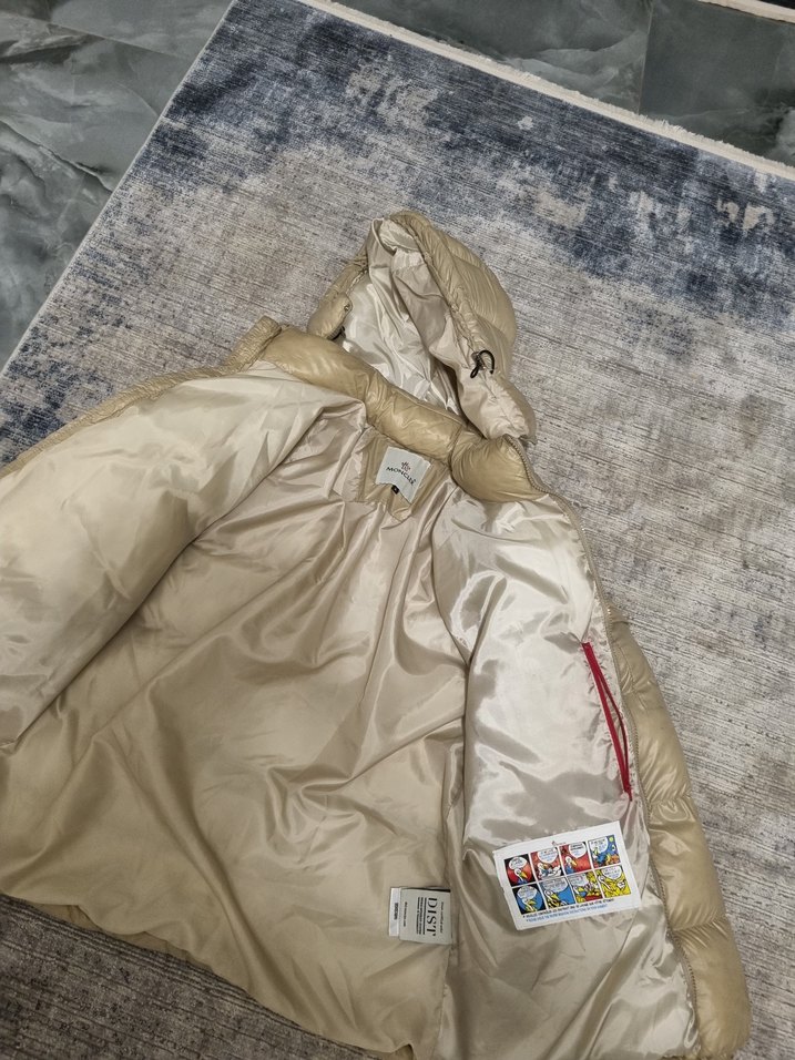 kaz tüylü bej erkek/kadın Kışlık Mont - Görsel 4