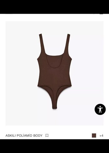 orjinal zara Kahverengi kalın Askılı Kadın body - Görsel 4