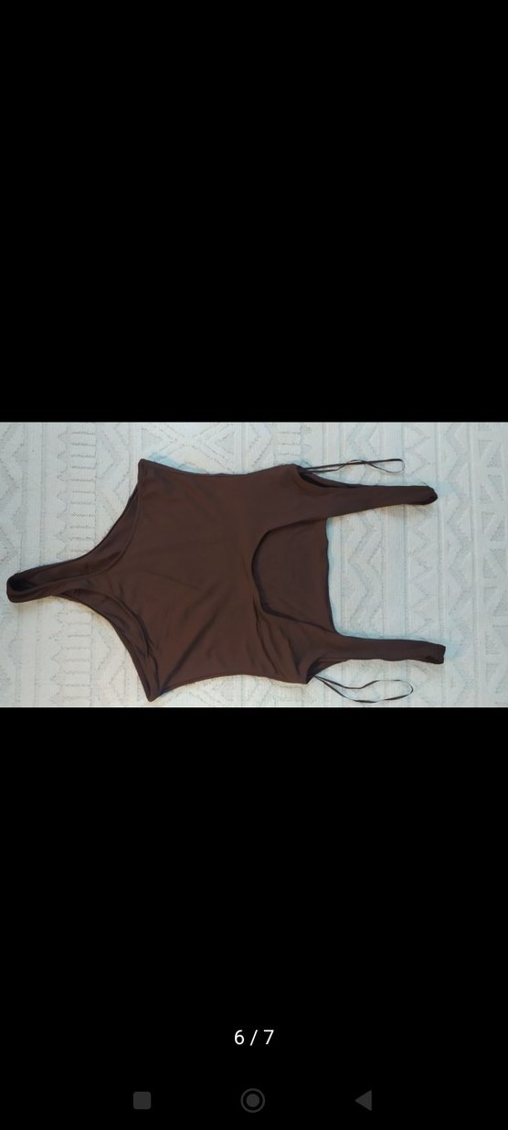 orjinal zara Kahverengi kalın Askılı Kadın body - Görsel 5