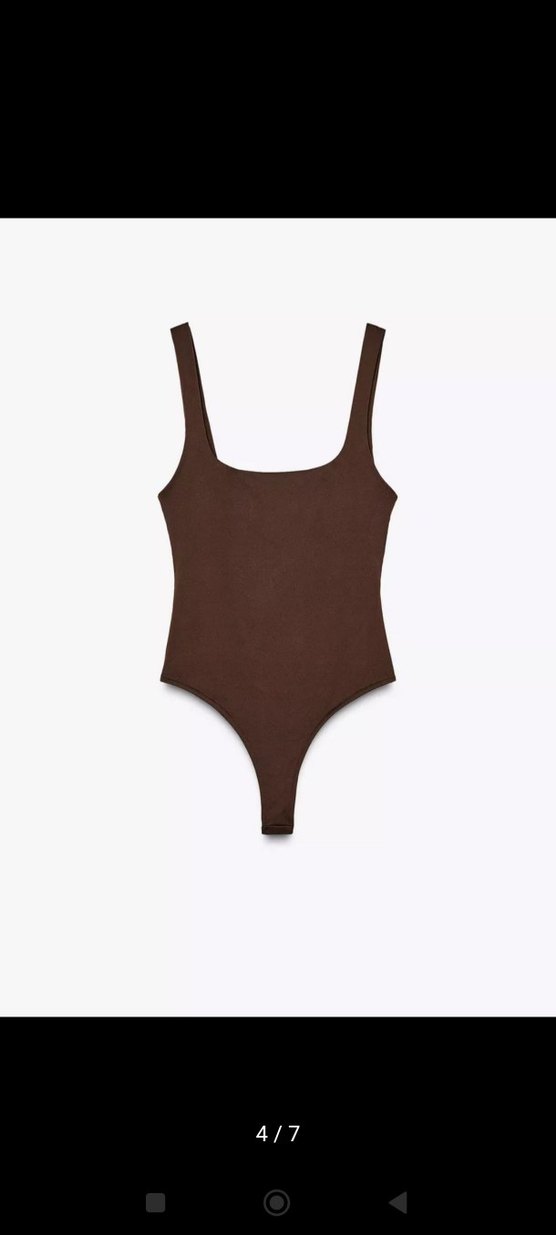 orjinal zara Kahverengi kalın Askılı Kadın body - Görsel 3