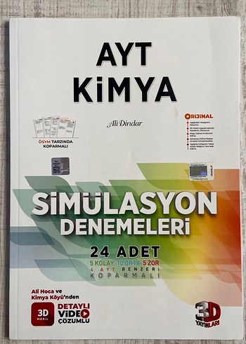 3D Yayınları AYT Kimya Simülasyon Denemeleri Kitabı