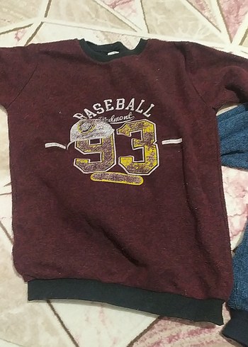 10 Yaş Beden Bordo Erkek Çocuk Baskılı Sweatshirt