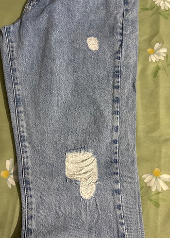 Diğer Düğmeli Mavi Loose Fit Midi Kadın Kot Pantolon