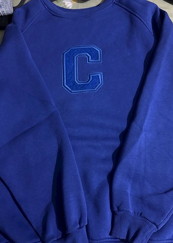 Diğer Mavi Nakışlı Kadın Sweatshirt