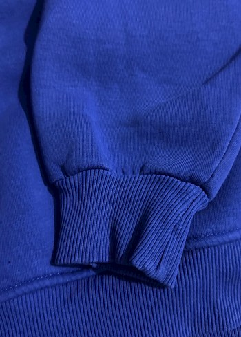 l Beden Mavi Nakışlı Kadın Sweatshirt