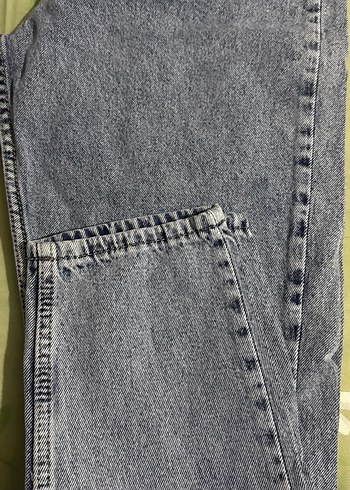 Diğer Düğmeli Gri Kadın Midi Boy Bol Kesim Jean