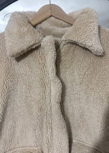 diğer Beden ten rengi Renk Bej Kadın Peluş Midi Ceket
