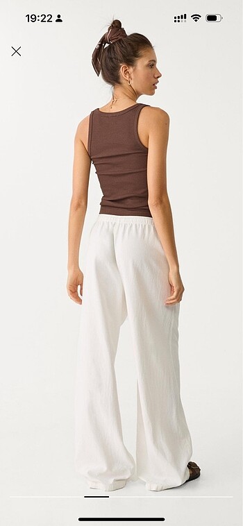xs Beden beyaz Renk Stradivarius keten pantolon