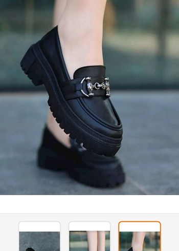 Siyah Parlak Loafer Platform Topuklu Ayakkabı