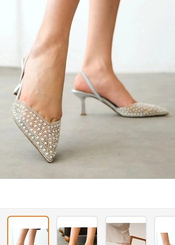 Diğer İşlemeli İncili Stiletto Abiye Ayakkabı