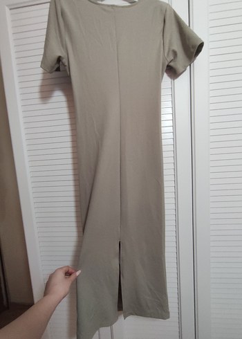 yeşil Kısa Kollu Hamile Midi Elbise - Görsel 3