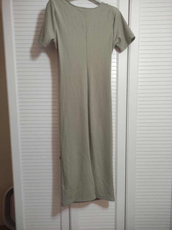 yeşil Kısa Kollu Hamile Midi Elbise - Görsel 2