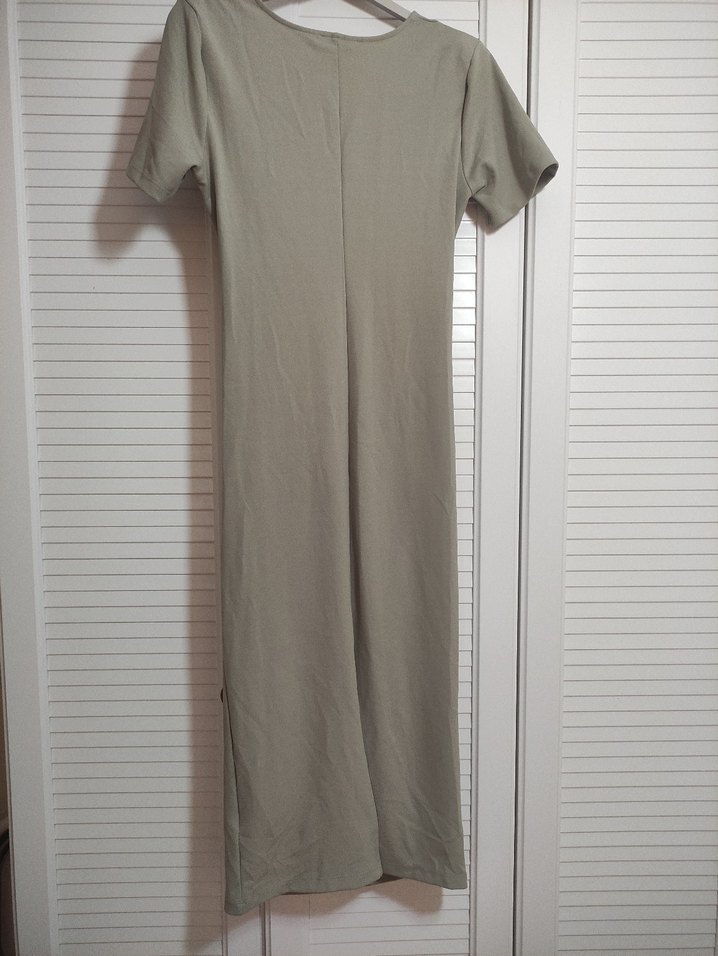 yeşil Kısa Kollu Hamile Midi Elbise - Görsel 5