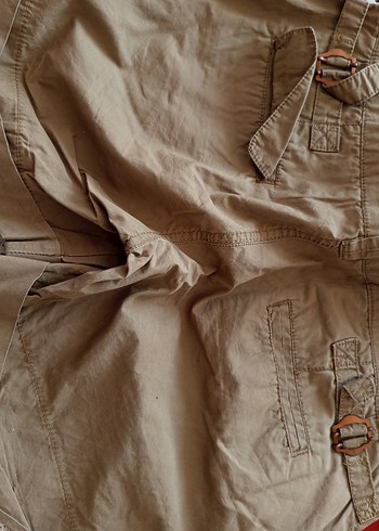 Düğmeli Bej Mini Şort - Görsel 3