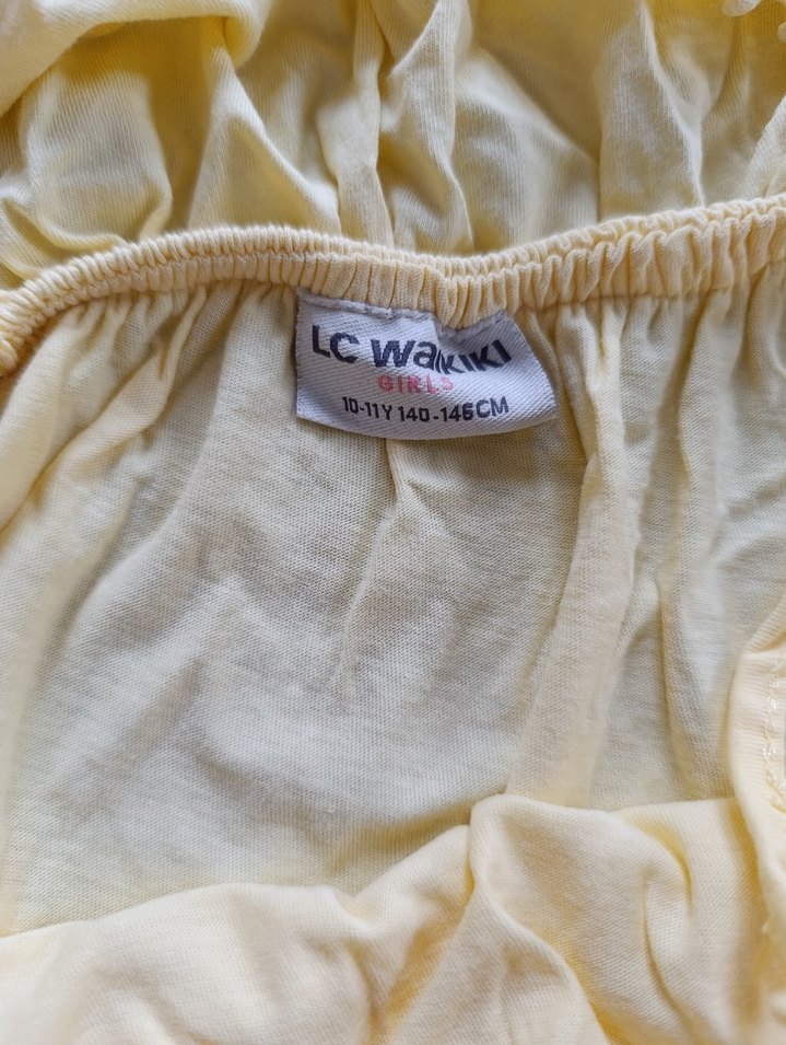 Kız Çocuk Sarı Nakışlı Volanlı tişört - Görsel 2