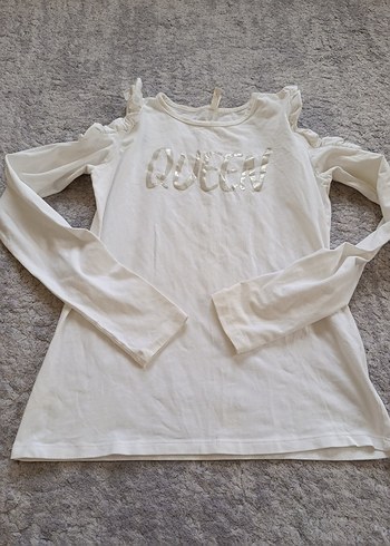 Kız Çocuk Beyaz Uzun Kollu Tişört - Görsel 2