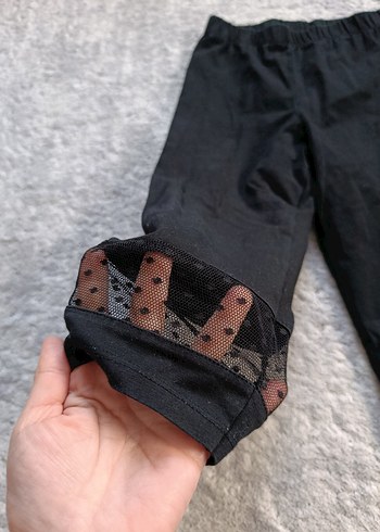 Dantelli Siyah Kız Tayt - Görsel 2