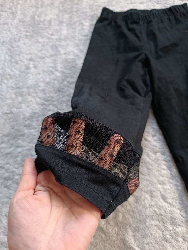 Dantelli Siyah Kız Tayt - Görsel 2