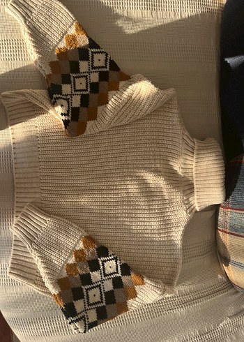 m Beden kahverengi Renk Bohem Tarz Boğazlı Örgü Kadın Kazak