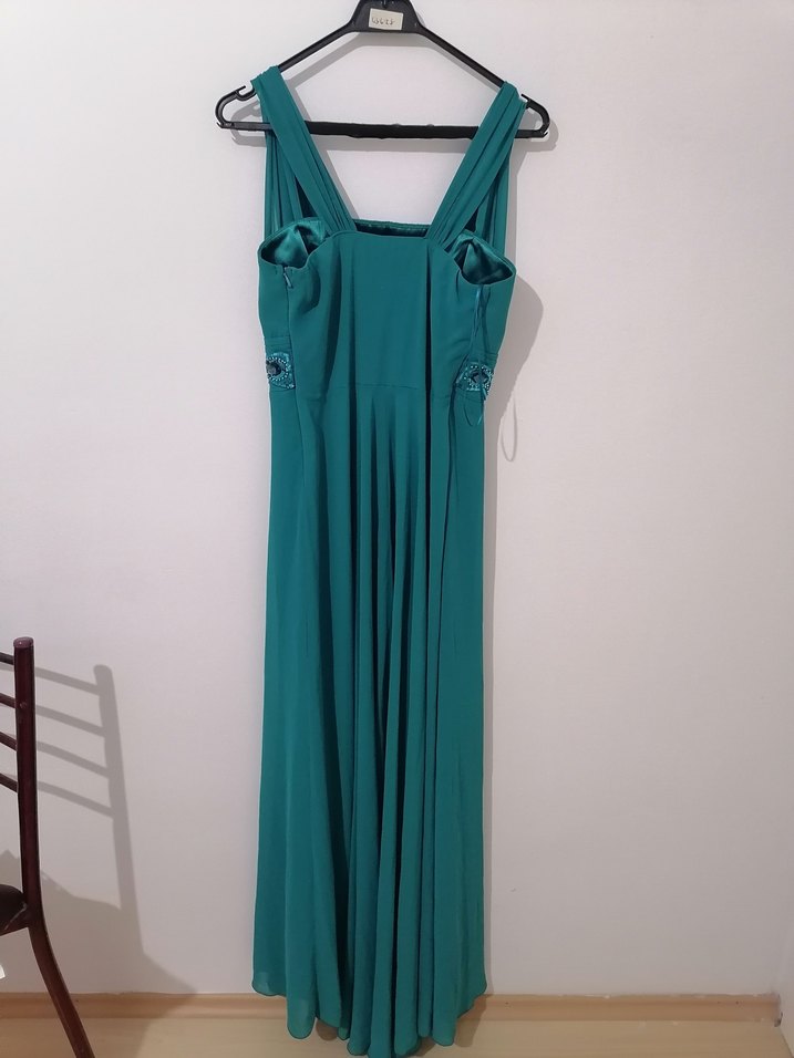 Yeşik İşlemeli Uzun Abiye Elbise - Görsel 3