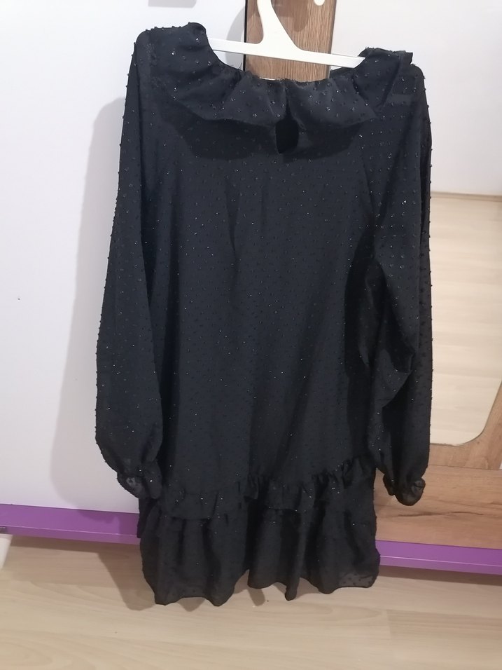 Simli siyah mükemmel kız çocuk elbise - Görsel 2