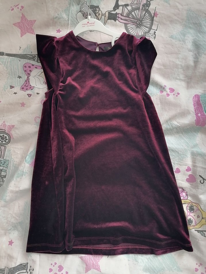 Bordo Kız Çocuk Süet Salaş Elbise - Görsel 2