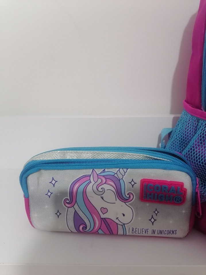 Unicorn Desenli Pastel Renkli Çocuk Sırt Çantası ve kalem kutusu - Görsel 4