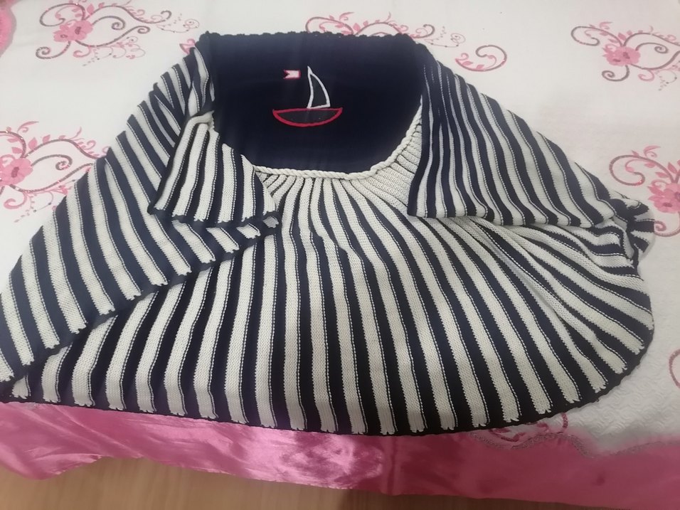 Gemi Desenli erkek Çocuk el işi örgü Battaniyesi - Görsel 3