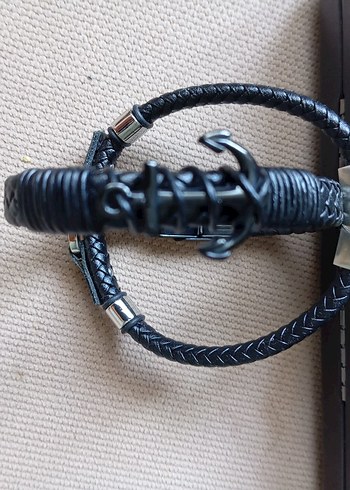 Siyah Erkek Biker Minimalist Bileklik 2 adet - Görsel 2