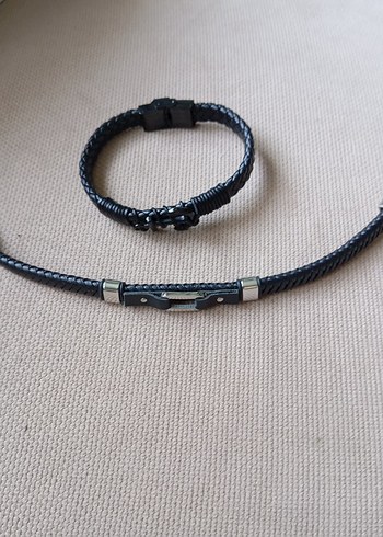 Siyah Erkek Biker Minimalist Bileklik 2 adet - Görsel 5