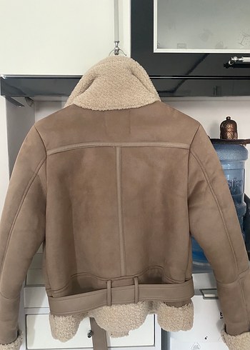 Kadın Bej Süet Kürklü Ceket - Görsel 4